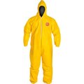 Dupont DuPont Tychem 2000 Coverall, Hood, Elastic Wrist/Ankle, Stormflap, Bound Seam, Yellow, 3X, 12/Qty QC127BYL3X001200